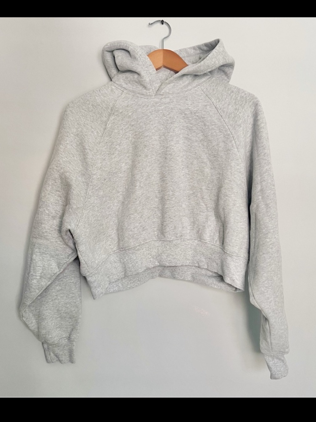 Aritzia Cozy Fleece Mega Raglan Cropped Hoodie Heather Chrome
